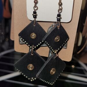 Chic Black and Gold Geometric Earrings